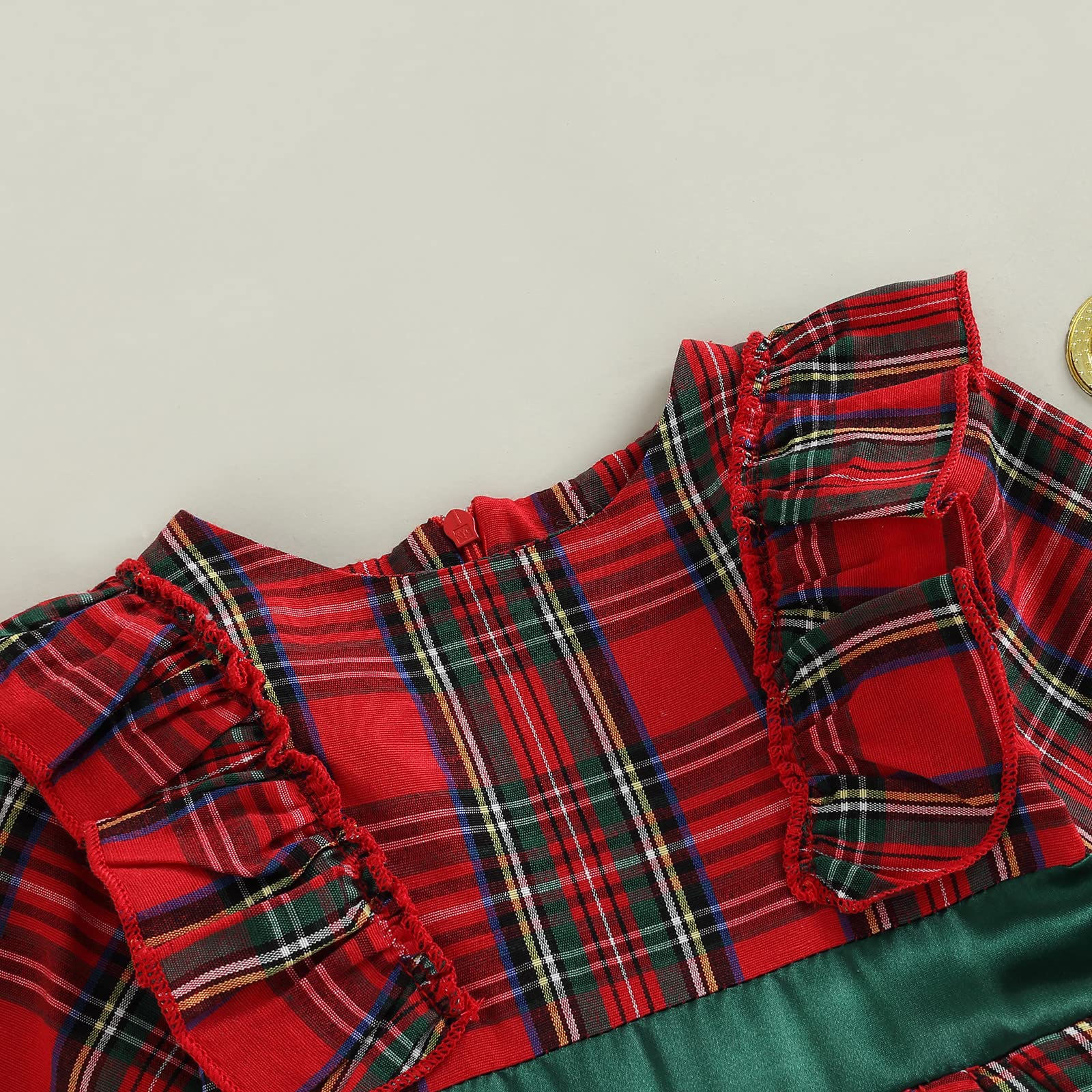 Kuriozud Vestito da festa carino del vestito del plaid della neonata del bambino per Natale
