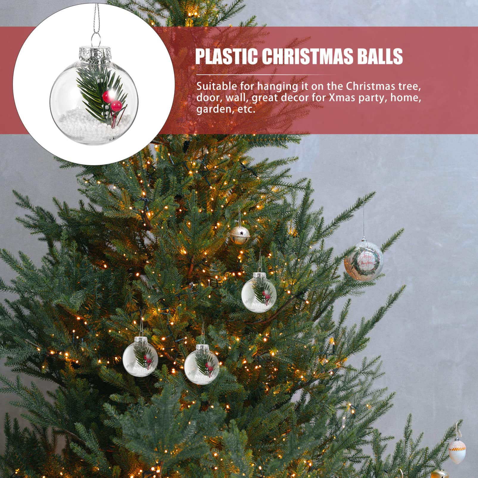 Abaodam 36pezzi Decorazioni Natalizie Trasparenti Pet Palline Da Appendere Per Albero Di Natale Ornamenti Festivi Per Compleanni e Matrimoni