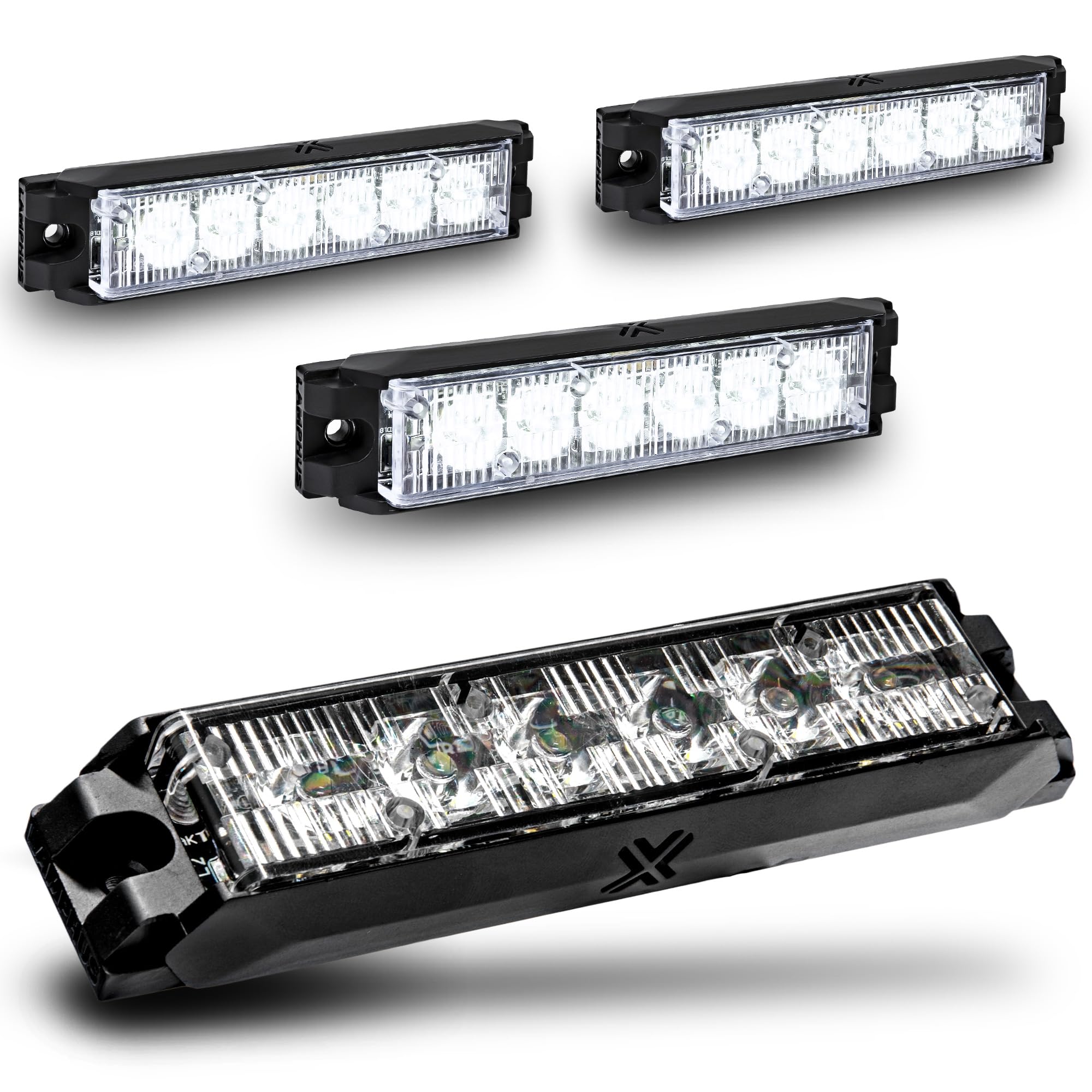 LAMPHUS NanoFlare 4pc 6W White LED Police Grill Strobe Warning Light, Truck