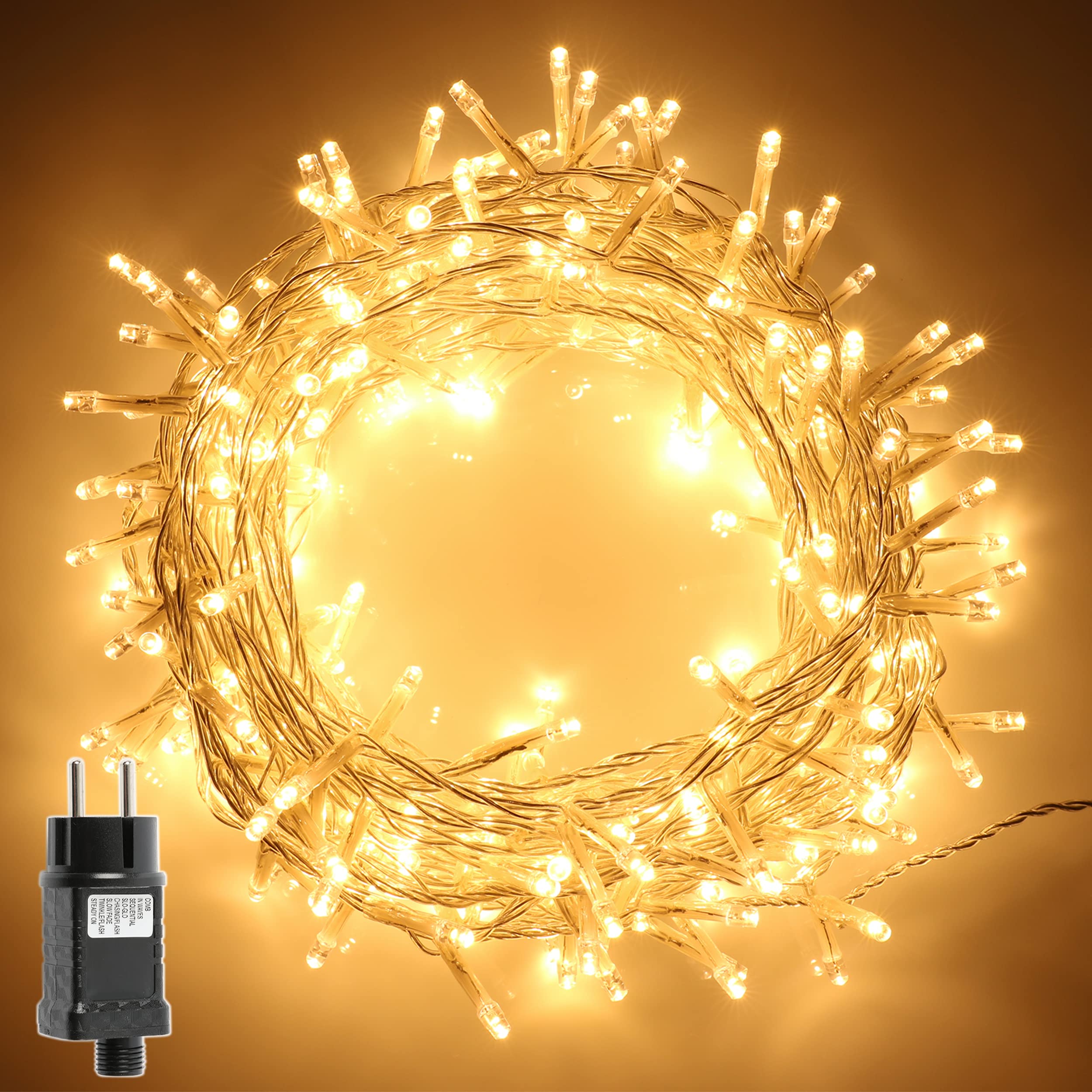 H HANSEL HOME Guirnalda Luces Led de Navidad Luces de Árbol de Navidad Uso Interior/Exterior IP44 Impermeable Cable Transparente (Luz Multicolor, 100 Leds 5M) — view 10