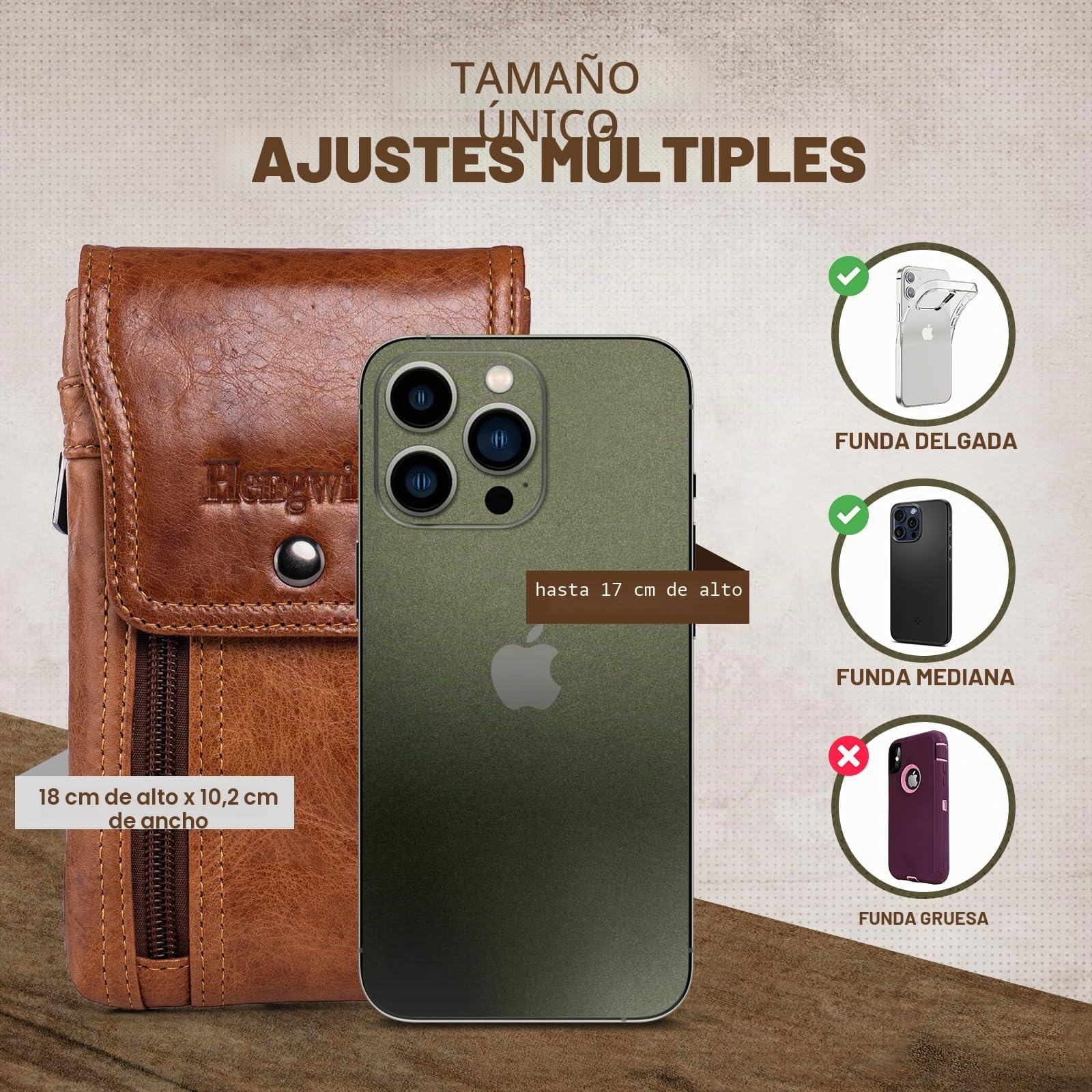 Hombres del Teléfono Móvil del Cinturón Titular, Smartphone Cinturón de Cintura Bolsa para el iPhone 16 Pro MAX, 16 Plus 15 14 13 12 11 Pro MAX Casos, Caso de Cuero Genuino Dinero Bolso
