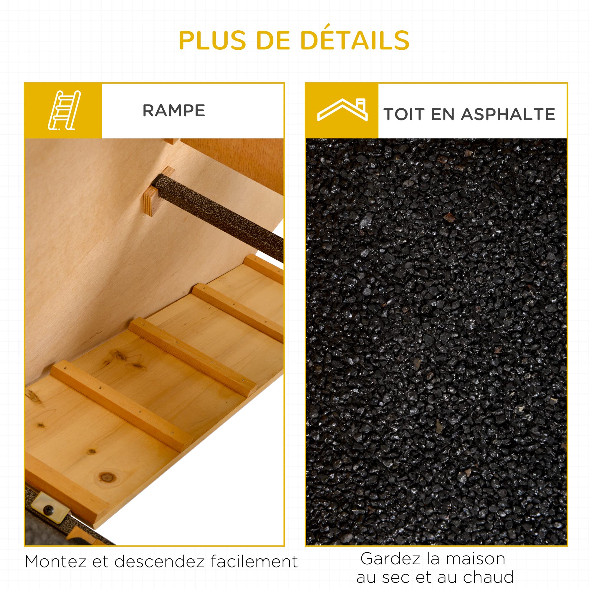 PawHut Clapier à Lapin Cage à Lapin 2 Niveaux 3 Portes verrouillables Rampe Toit ouvrant bitûmé métal époxy pin pré-huilé