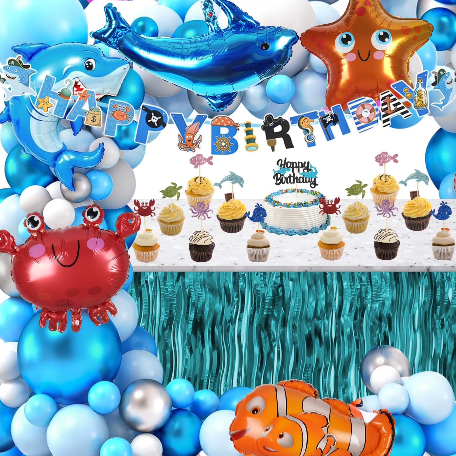 Amazon.com: 192pcs Under The Sea Party Decorations,Serve 20 Ocean