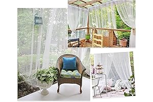 RYB HOME Mosquito Netting for Balcony - Waterproof Sheer Tulle Curtains