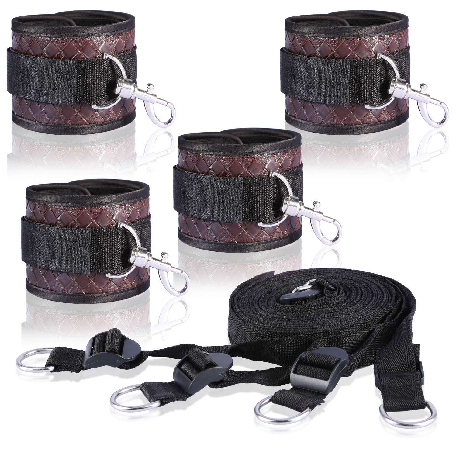 Cyan Phoebe Bed Nylon PU Straps Kits, Adjustable Soft Comfortable Wrist and Ankle Cuffs Exercise Sports Fitness Planners