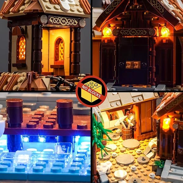 BrickBling Set de luces LED para Lego 21343 Viking Village (No Lego), set de iluminación decorativa para Lego Ideas 21343 villa vikinga juguete creativo – versión estándar, DE-P55001-21343 - 4