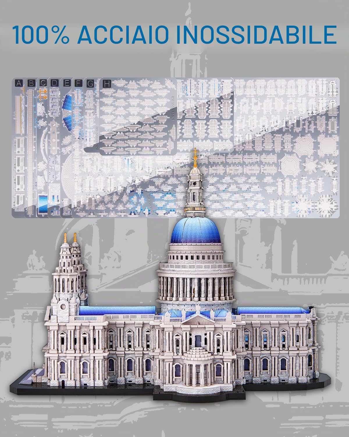 Piececool Puzzle in metallo 3D Cattedrale di San Paolo, Classica Architettura Generazione 3D Puzzle Modellino Adulto Puzzle 3D per Acciaio Inossidabile, Metallo, Regalo, Memoria, Collezione, 639 Pezzi
