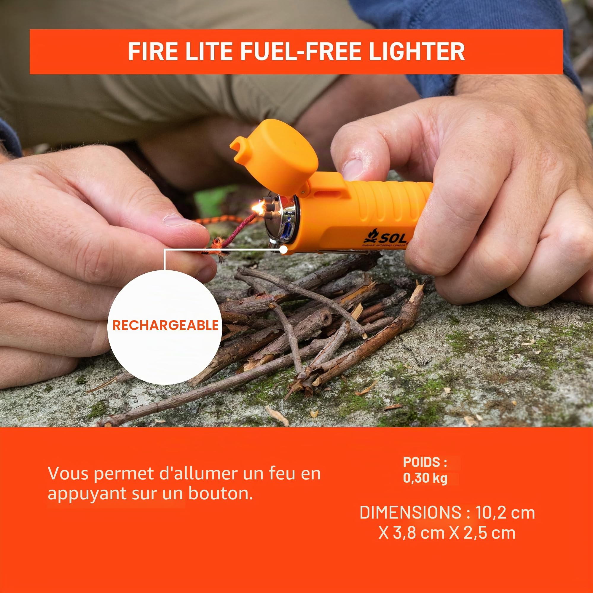 Fire Lite 0140-1243 Briquet sans Carburant, Orange