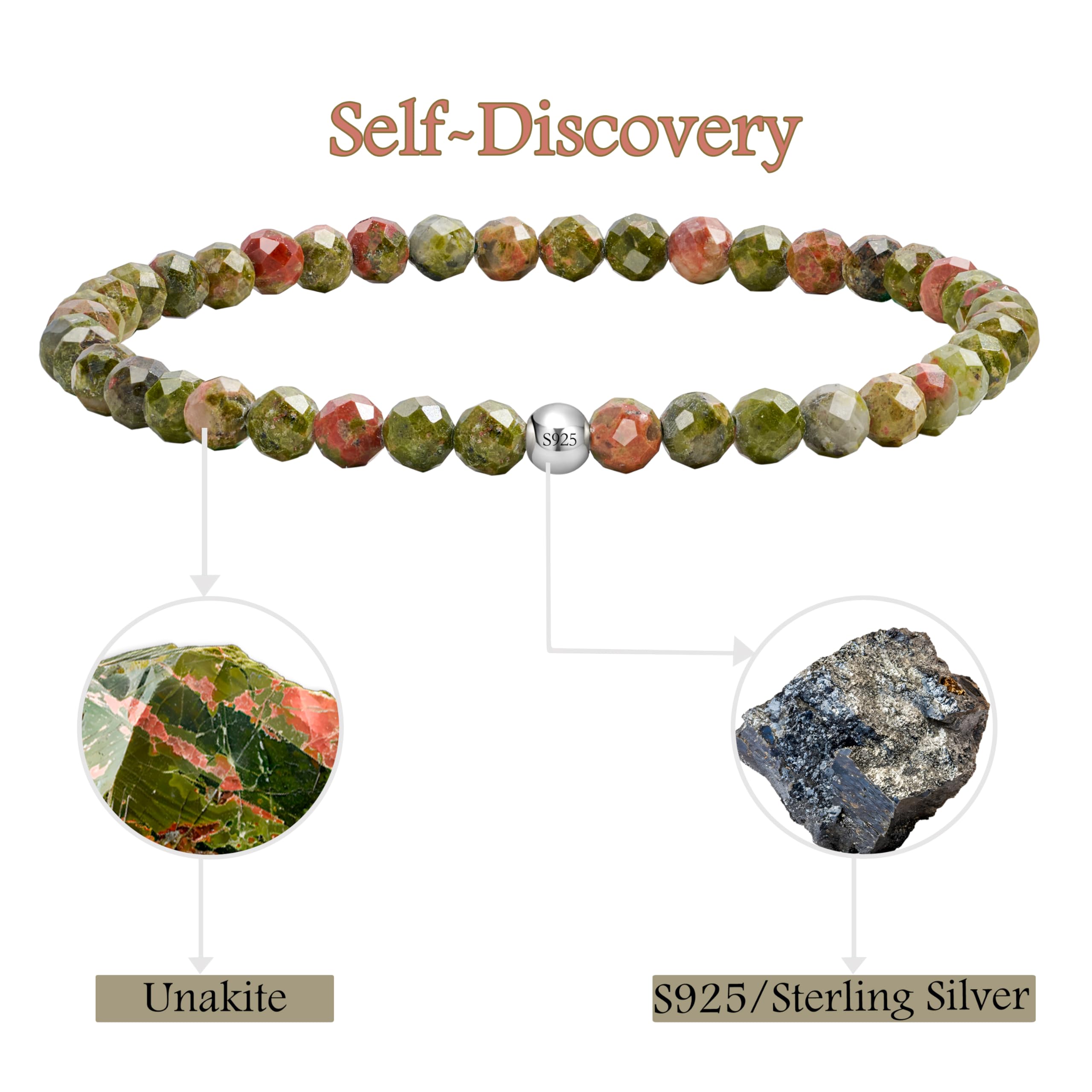 Farfume 4mm Bracciali di Perline per Donne, Bracciale di Cristallo in Argento Sterling 925, Gioielli di Pietra Naturale, Regali di Braccialetti Elastico Chakra