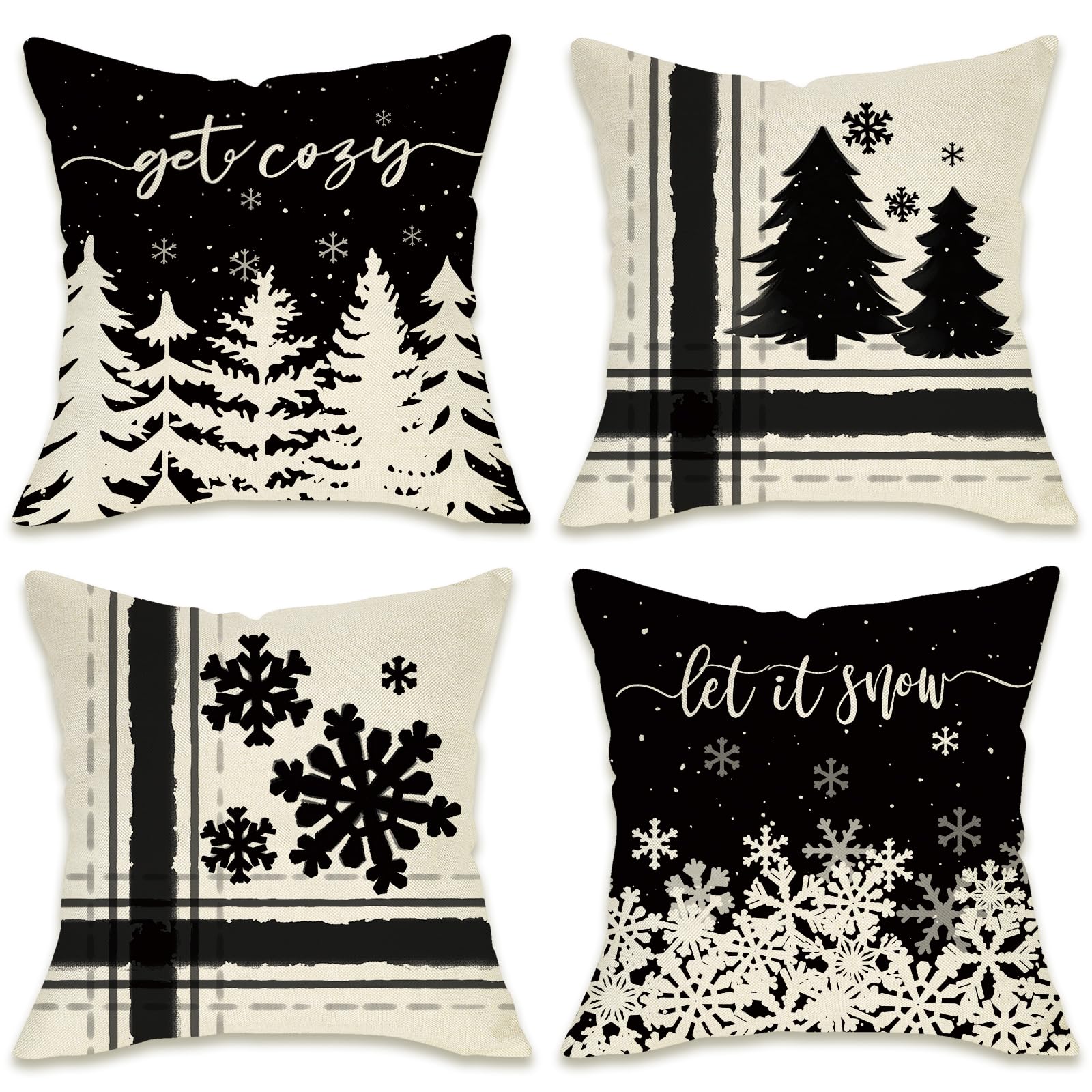 Amazon.com: Fahrendom Winter Snowflake Decorative Throw Pillow Covers ...