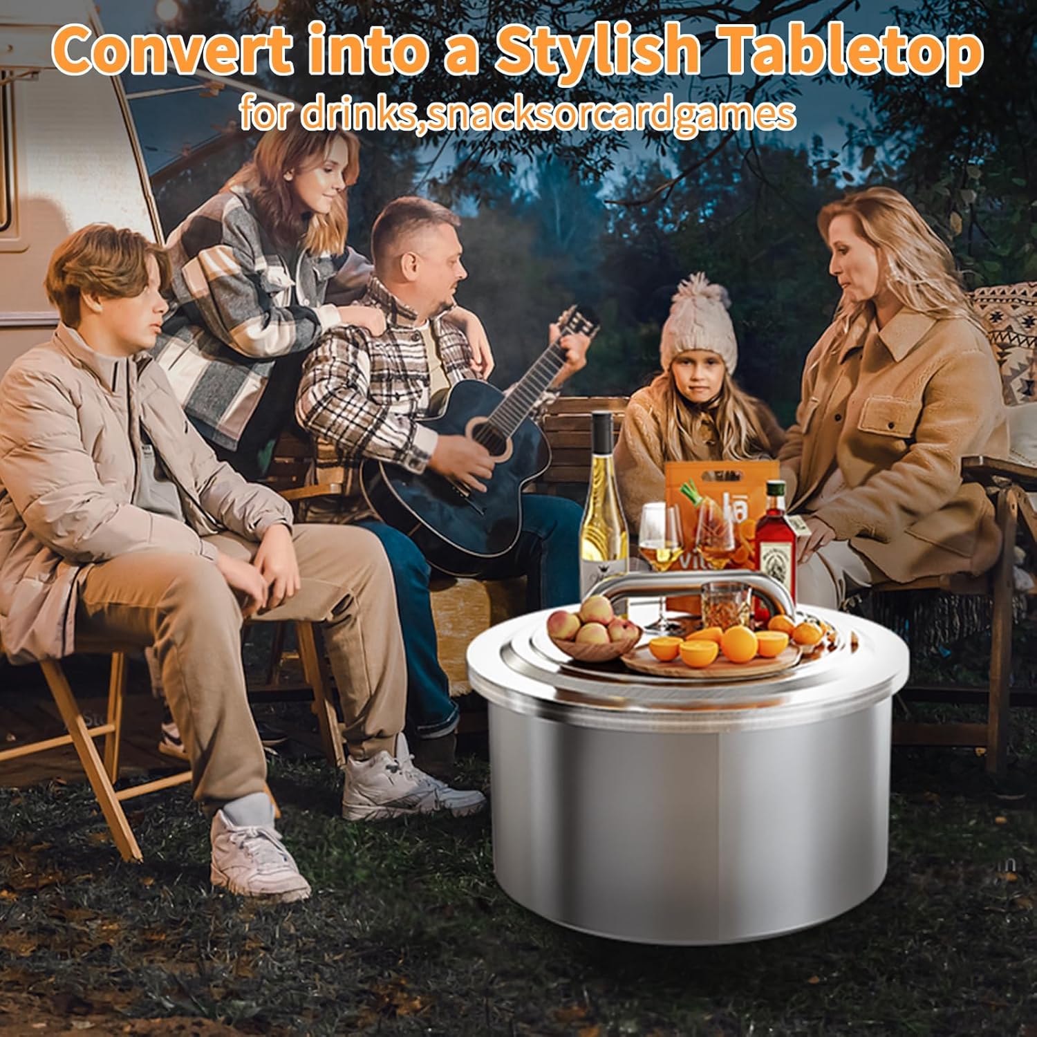 Fire Pit Lid for Solo Stove Bonfire 2.0, 304 Stainless Steel Fire Pits Round Lid, Camping for Solo Stove Accessories Bonfire Lid and Other 19.5" Outdoor Firepit