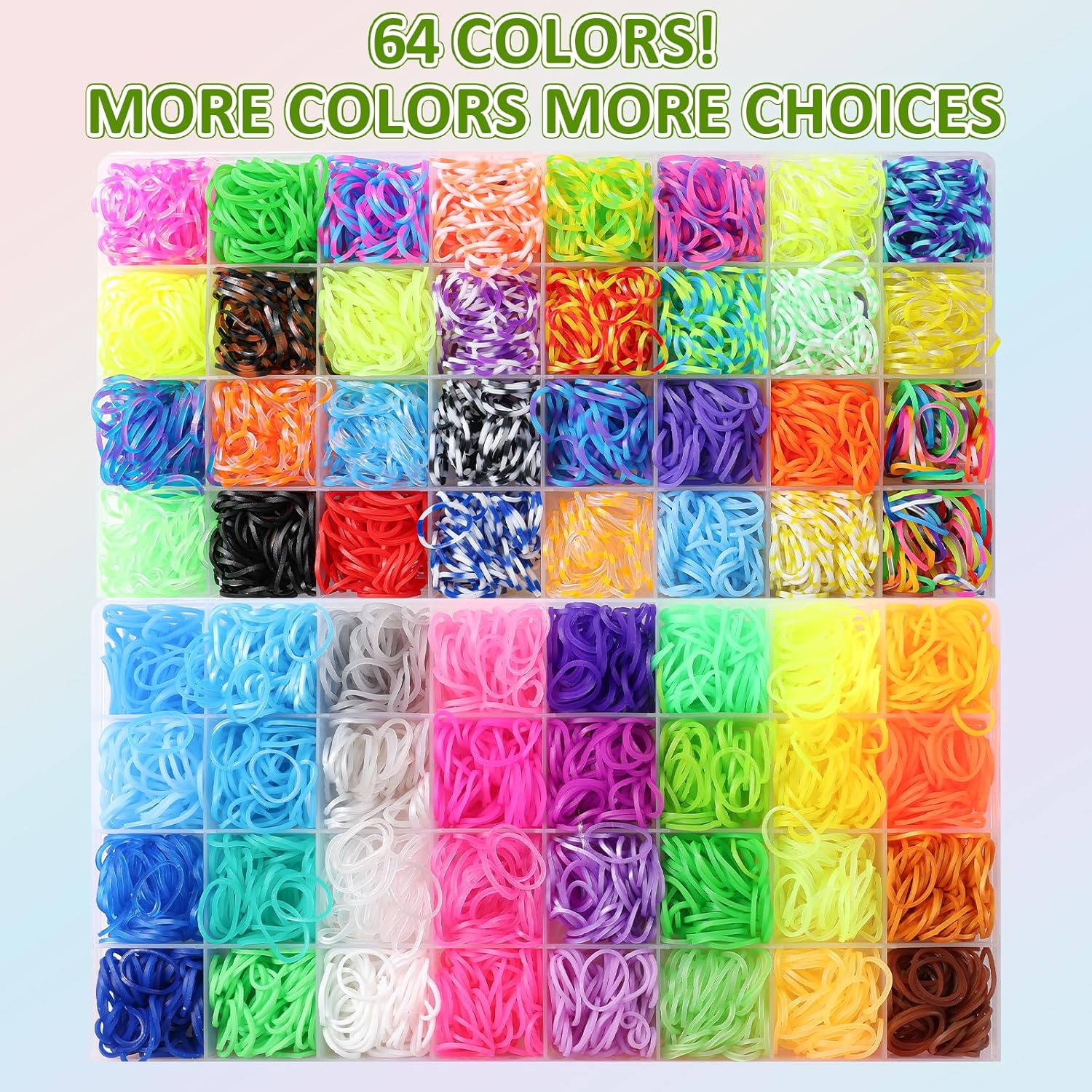 XKDOUS 64 Colors Rubber Band Bracelet Kit, Bracelet Making Kit for Art and Craft, Rubberband Bracelets Kit for Kids Ages 6+, Bands Kit Girls Boys Birthday Gift