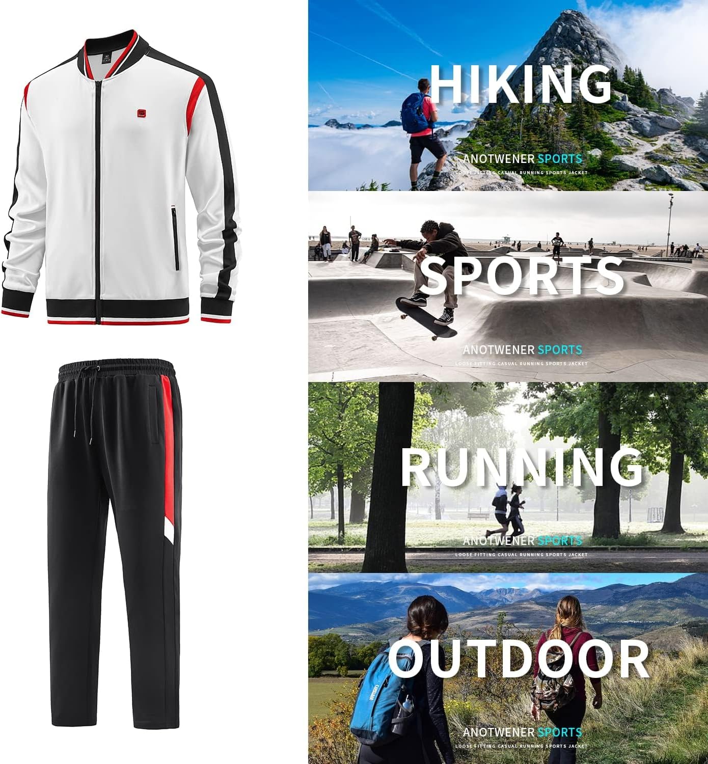 ANOTWENER Men's Casual 2 Piece Tracksuit Sets Long Sleeve Full Zip Jacket and Sweatpants Jogging Sport Outfits Sweatsuits - Image 5