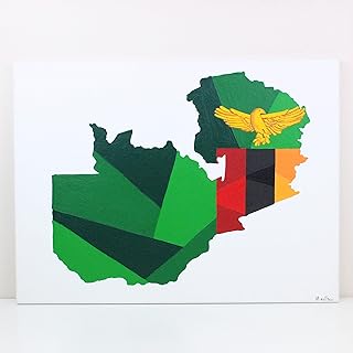 Zambia Painting, Original Painting, Map Gift, Zambia, Travel Gift, Map Art, Zambia Flag, Zambia Map, Zambia Art, Travel Decor, Map Wall Art