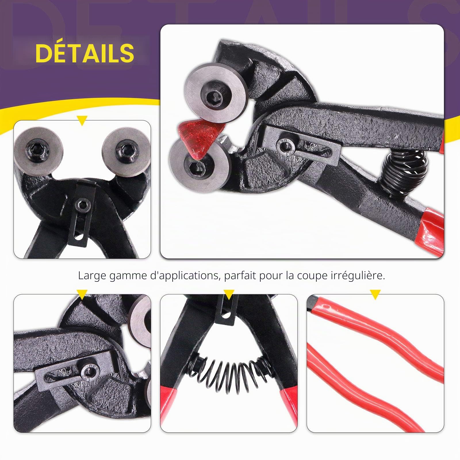 Swpeet Lot de 12 outils de mosaïque avec lime aiguille, y compris une pince à coupe de mosaïque en verre et une pince à carrelage, en alliage d'acier trempé, parfait pour le bricolage de mosaïque.