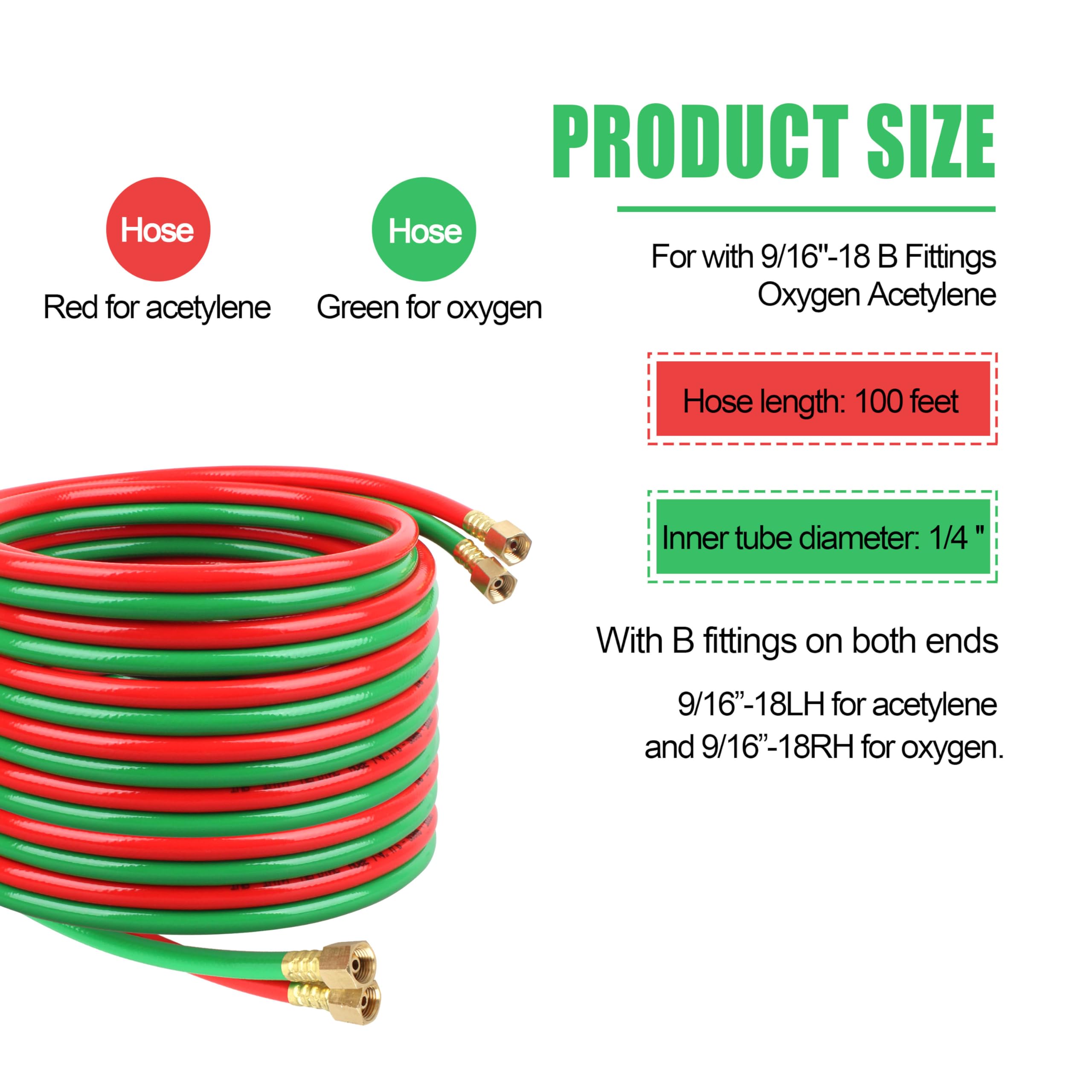 Amazon.com: 100FT Oxygen Acetylene Hose 1/4-Inch With 9/16