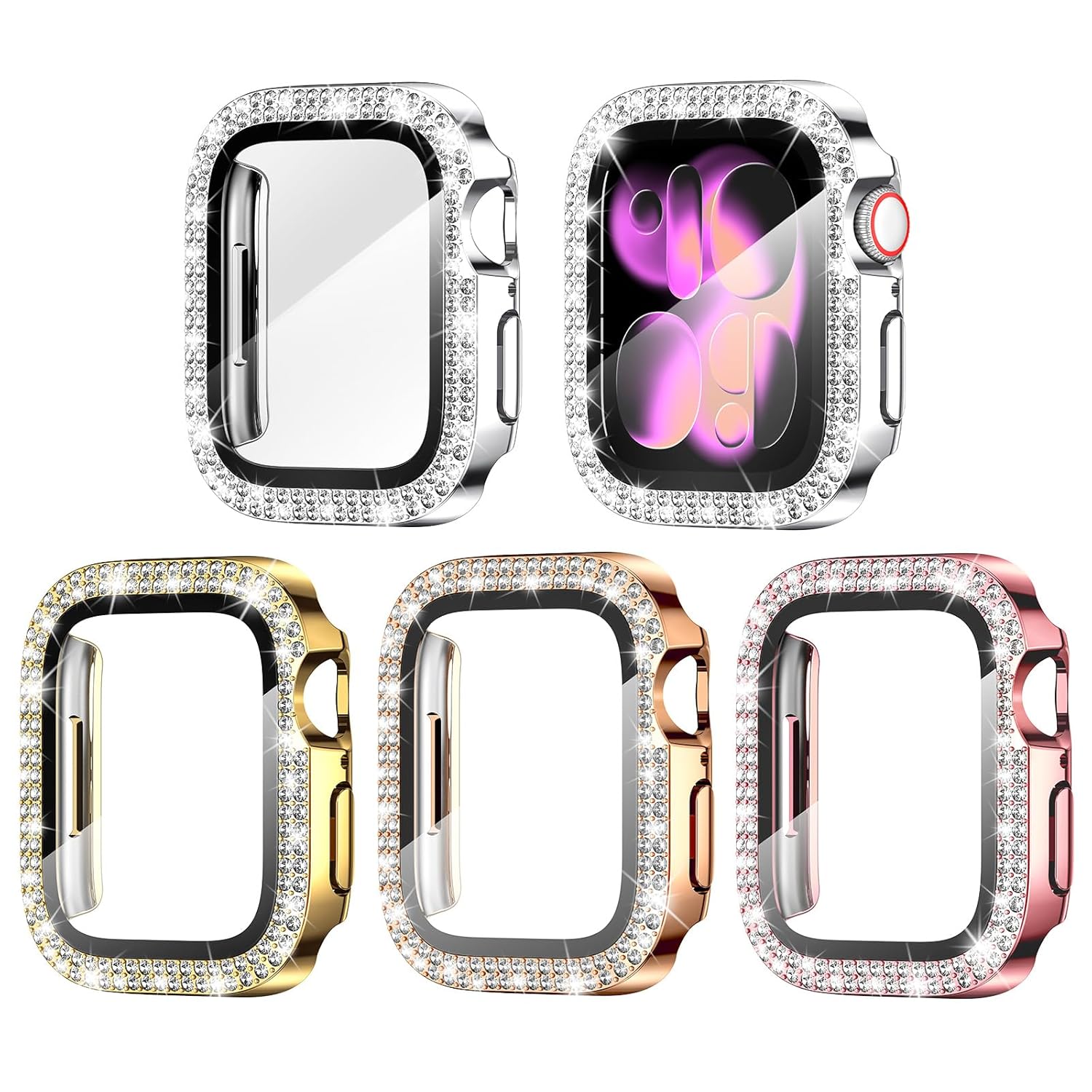 Goton 4-Pack Bling Case for Apple Watch Series 11 10 Screen Protector Case 42mm Women Glitter Diamond Rhinestone