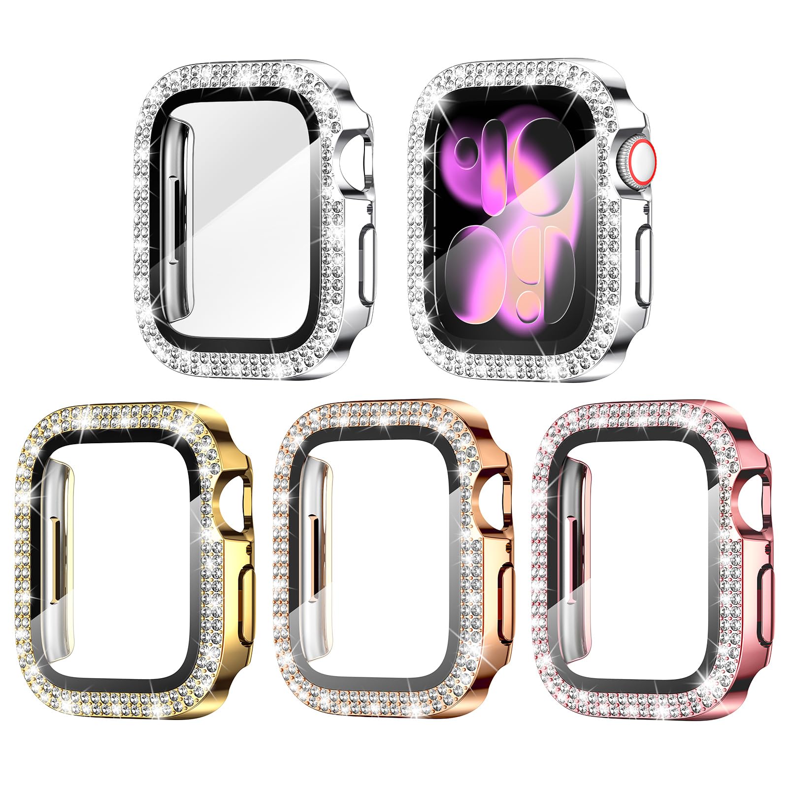 Goton 4-Pack Bling Case for Apple Watch Series 11 10 Screen Protector Case 42mm Women Glitter Diamond Rhinestone