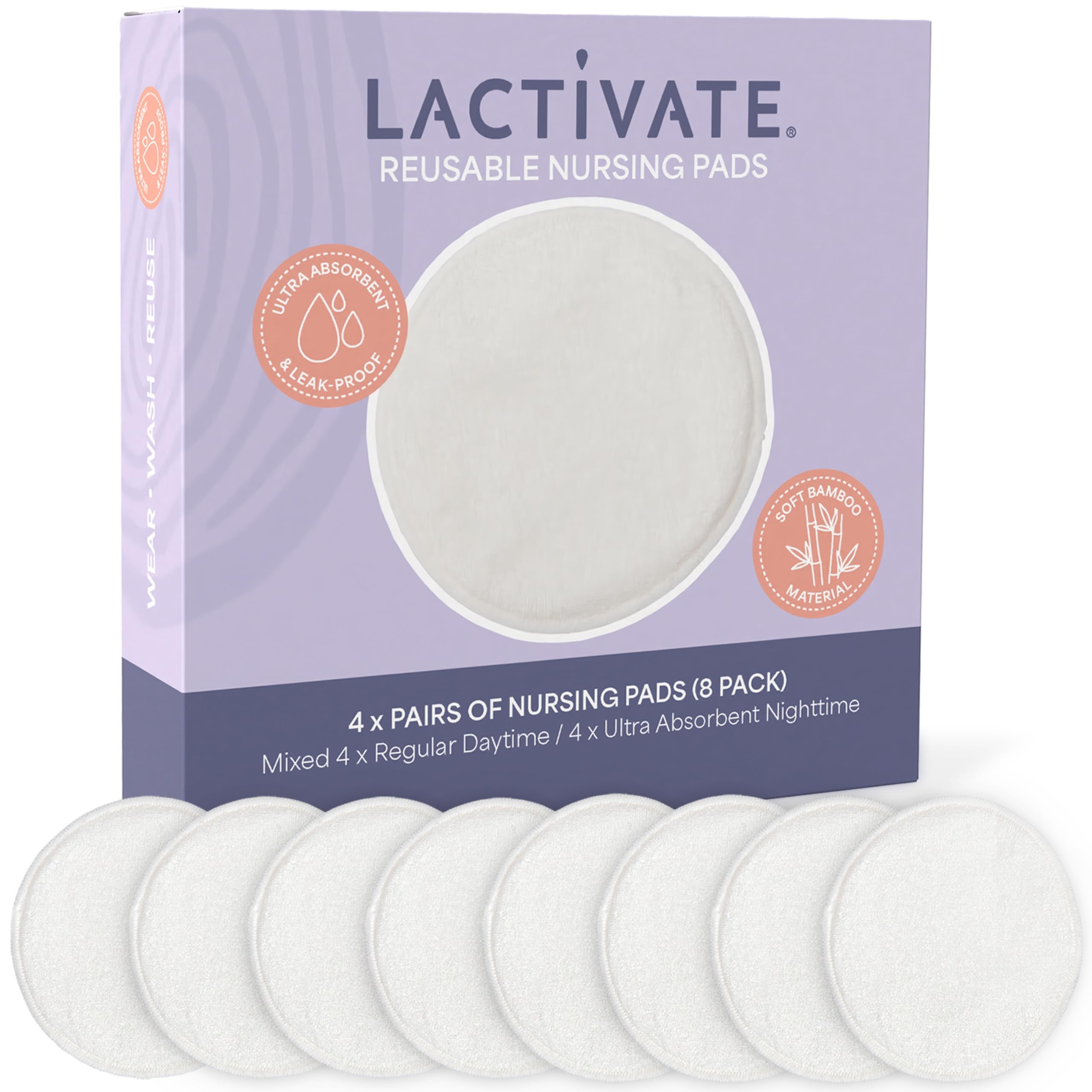 Lactivate Reusable Mixed White Nursing Pads
