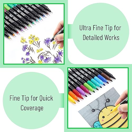 Miniatura 16 de Mr. Pen - Marcadores permanentes de doble punta, paquete de 12, negro, punta fina y ultra fina