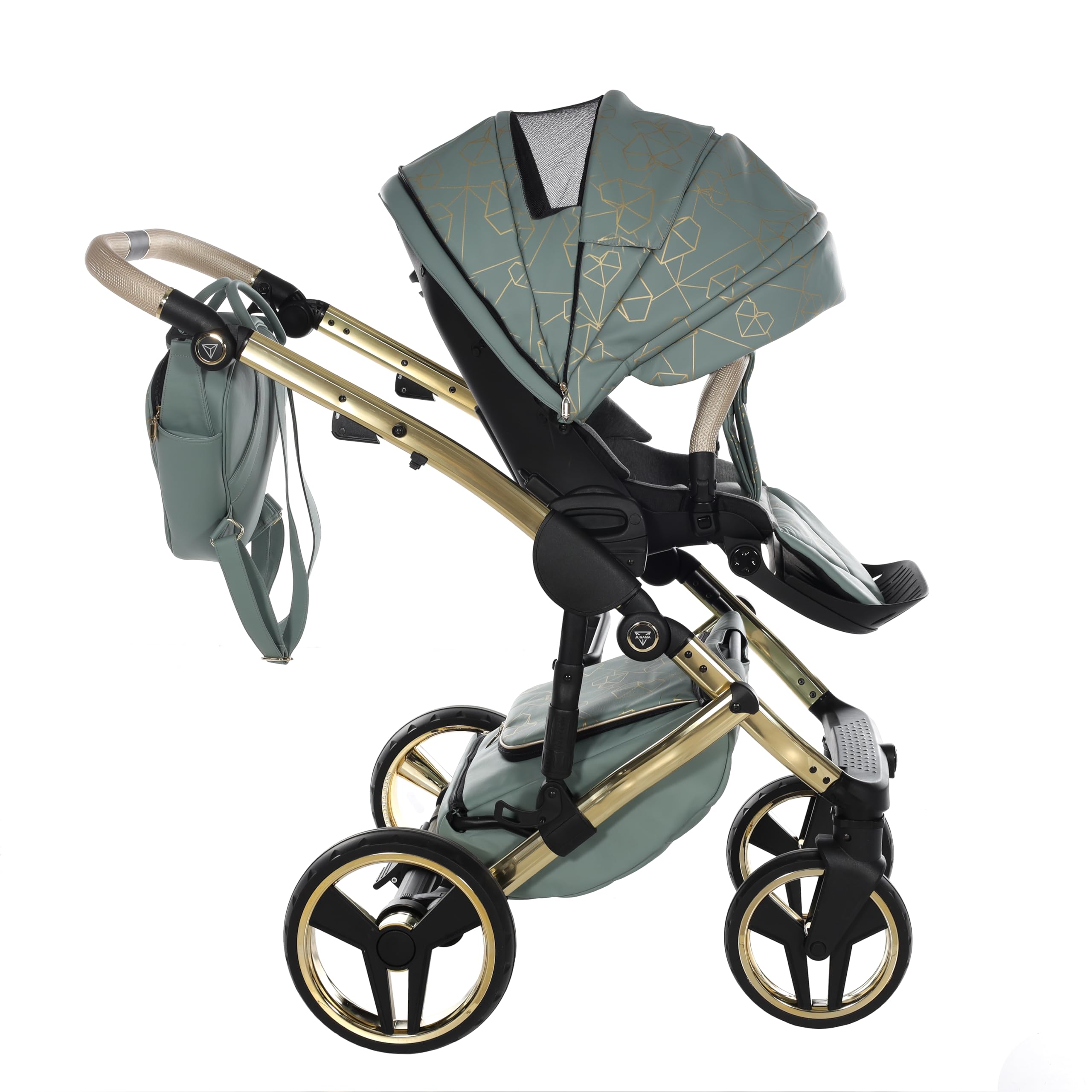 Junama Passeggino TRIO Heart 03 Verde e Oro - 2in1 3in1 4in1 + ombrellino (4 in 1 con Base ISOFIX)