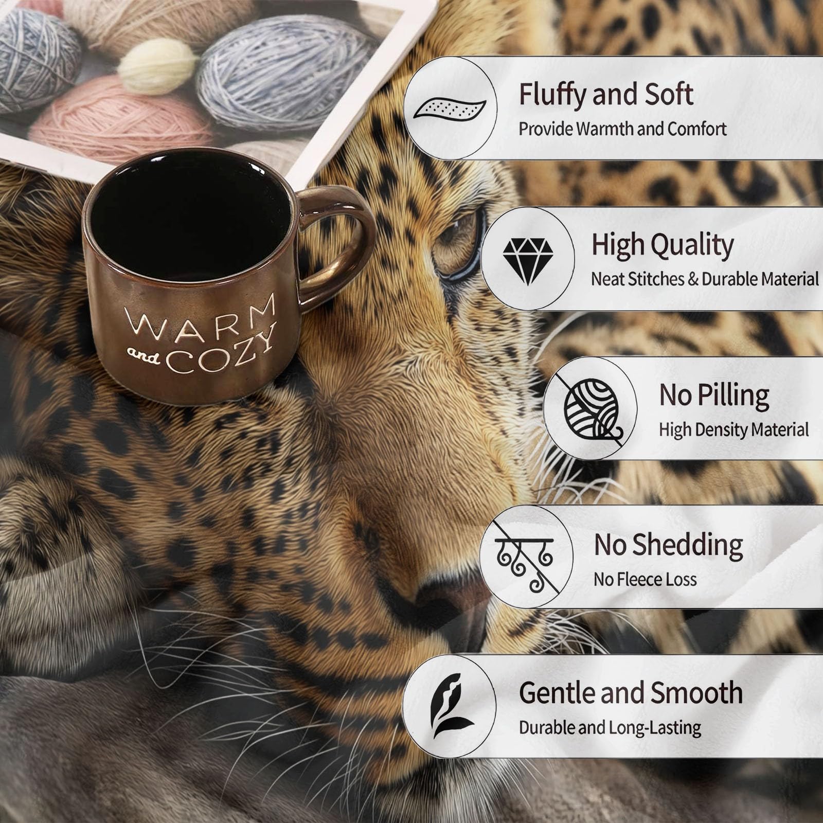 Decke Flanell 150 x 200 cm Geschenke für Frauen und Männer - Natur Tiere Fotografie Leopard Witzige Geschenke für Freunde zu Weihnachten und Geburtstag, Braunes