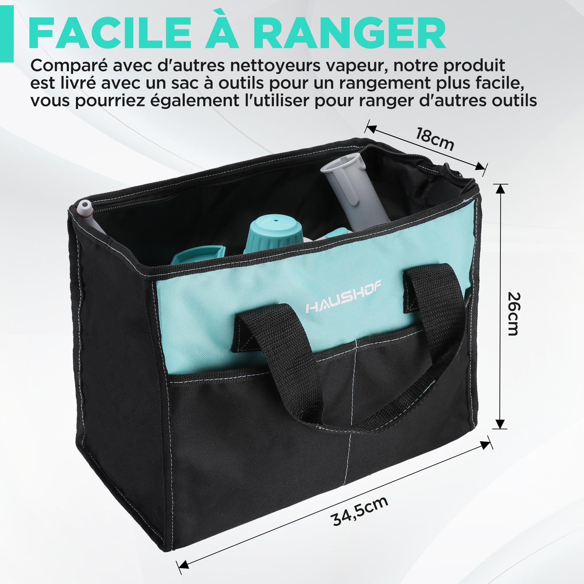 HAUSHOF Nettoyeur Vapeur a Main 450 ml Réservoir d'eau avec 8 Accessoires pour Adoucit Taches, Nettoyeur Vapeur Manuel Portable pour Canapé, Cuisine, Sol, Salle de Bain, Voiture