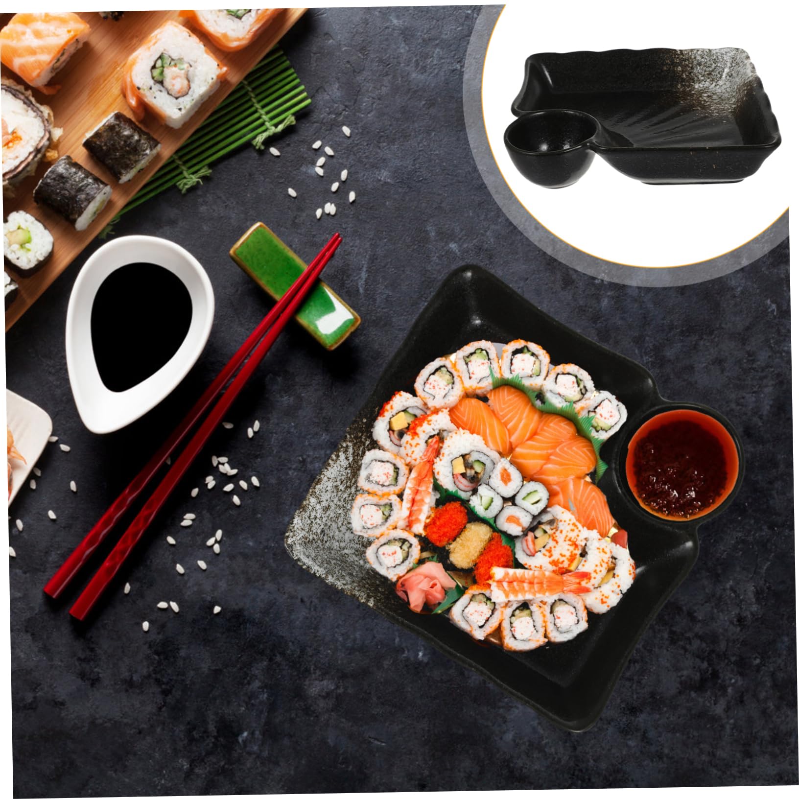 Unomor 1pc Ceramic Dumpling Plate Fruit Trays Appetizer Serving Tray Appetizer Plates Bandejas Para Comida Snack Plate with Vinegar Dishes for Cooking Japanese Plates Colorful Ceramics