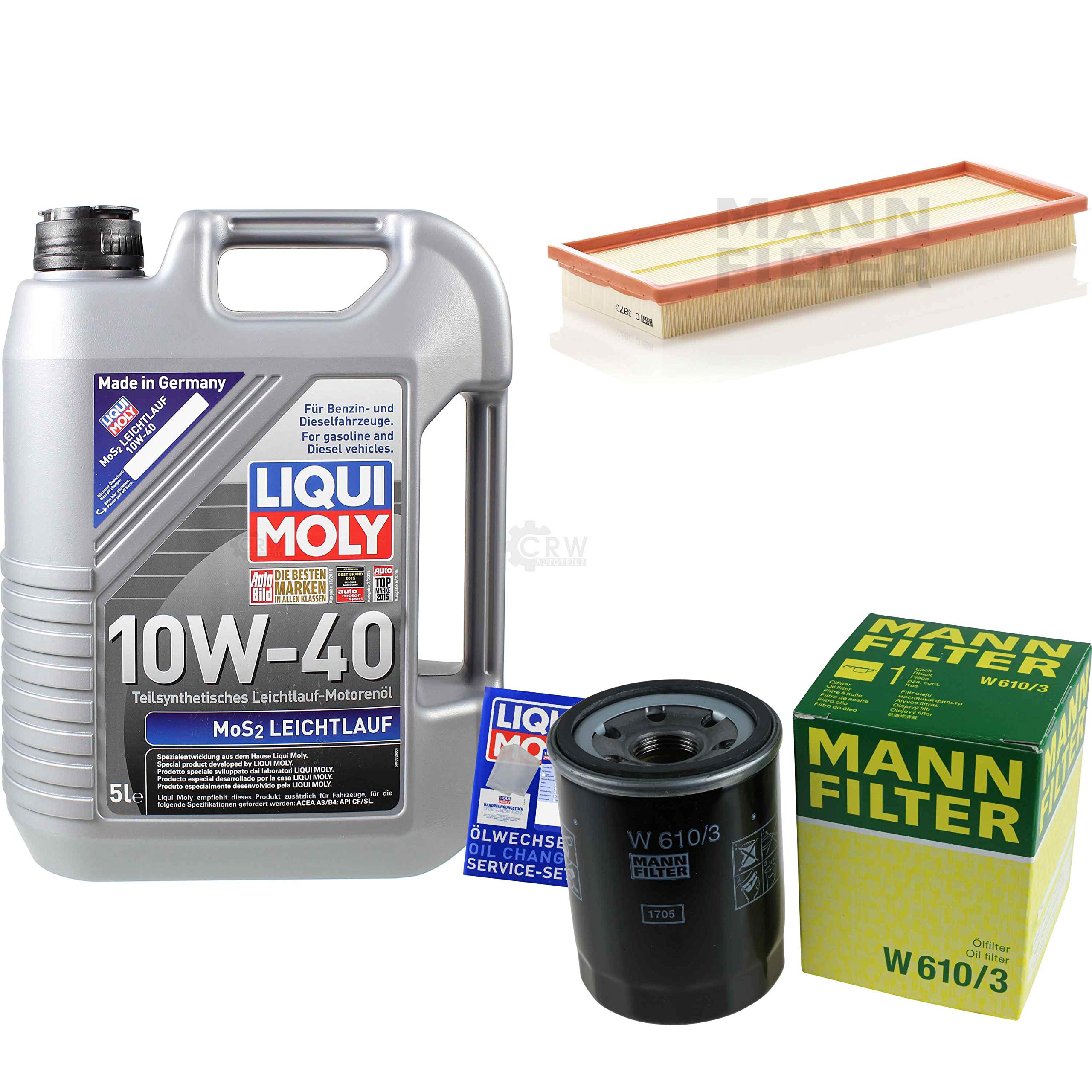 Juego de filtros de 5 litros de aceite de motor MoS2 de marcha suave, 10 W-40, filtro de aire, filtro de aceite