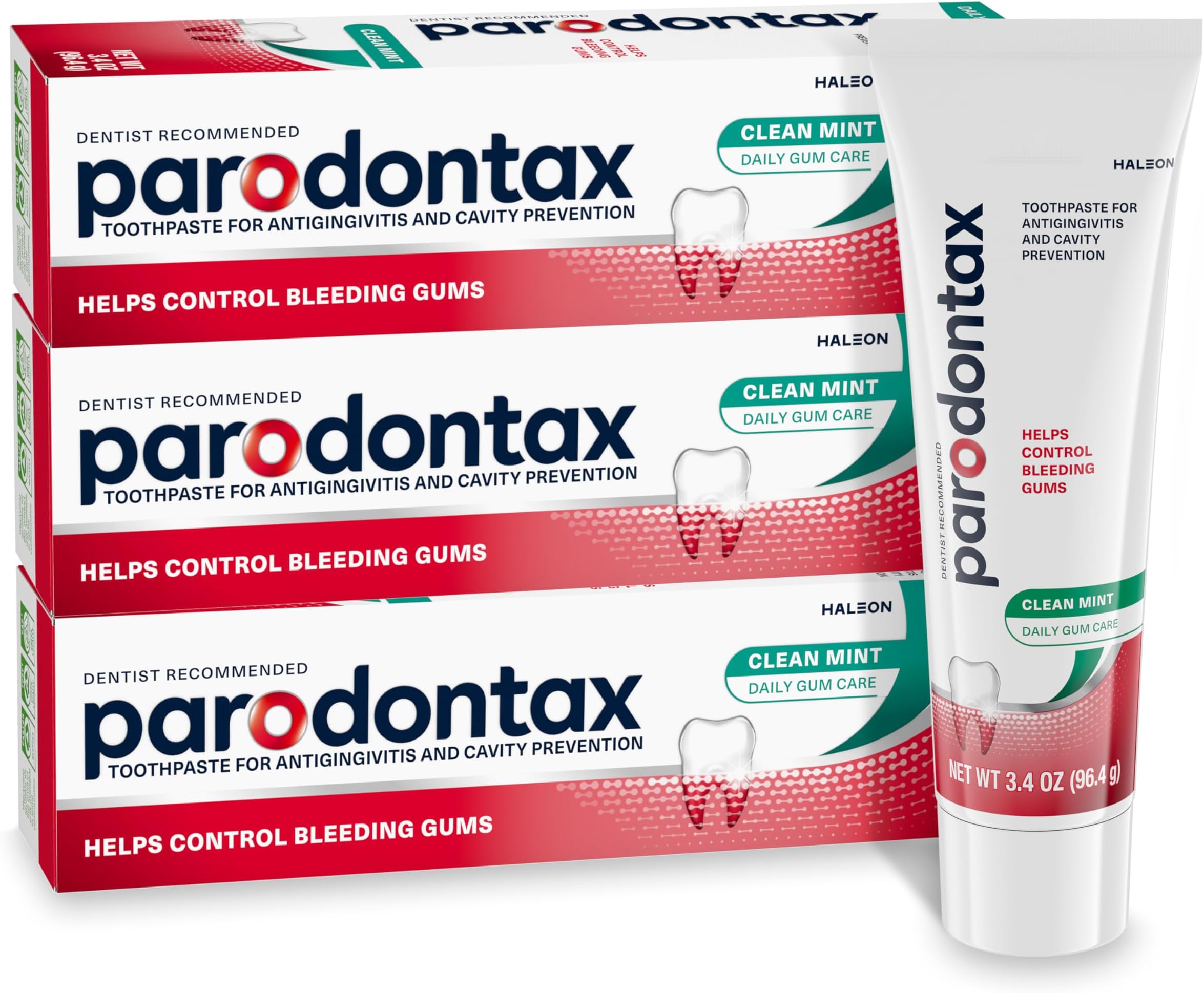 Clean Mint Toothpaste For Gum Health, Helps Cavity Prevention, Anticavity And Antigingivitis - 3.4 Oz x 3