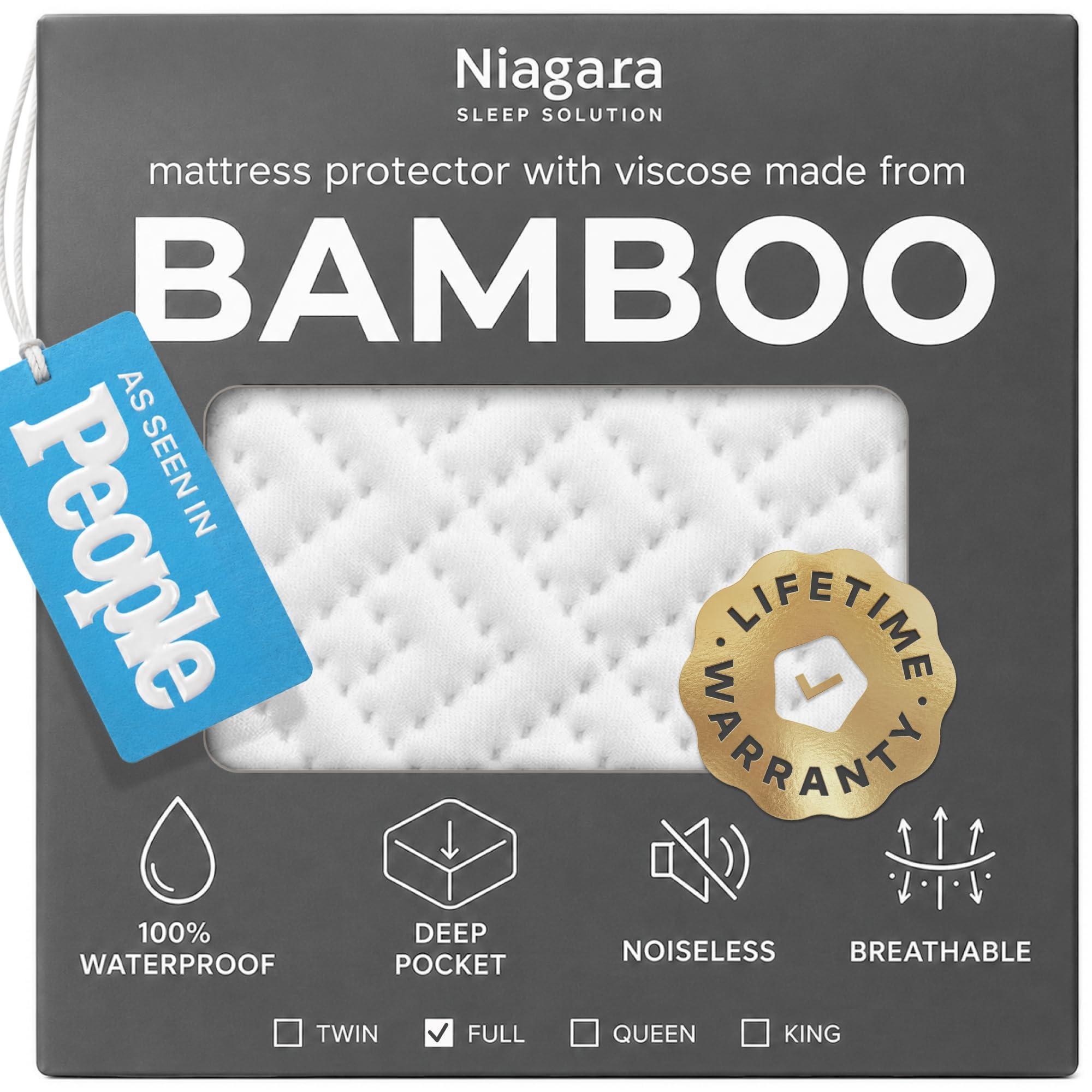 Photo 1 of 100% Waterproof Full Size Mattress Protector - 360 Pad Protection Against Spills, Stains & Accidents for Parents & Pet Owners - Noiseless & Cooling Viscose Made from Bamboo (White)