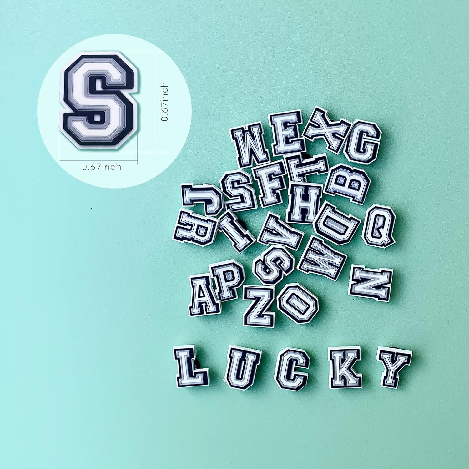 50pcs Letters Numbers and Sports Balls Mixed Shoe Charms Pack for Clog Shoes Bracelet Wristband,PVC Charms Decoration for Boys Teens Adults Party Favor Birthday Gifts : Clothing, Shoes & Jewelry