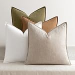MIULEE Housses de Coussin Décoratives en Lin Neutre 18x18 Pouces Paquet de 4 | Housses de Coussin Naturelles Douces pour Canapé Décor Moderne de Maison pour Salon Lit