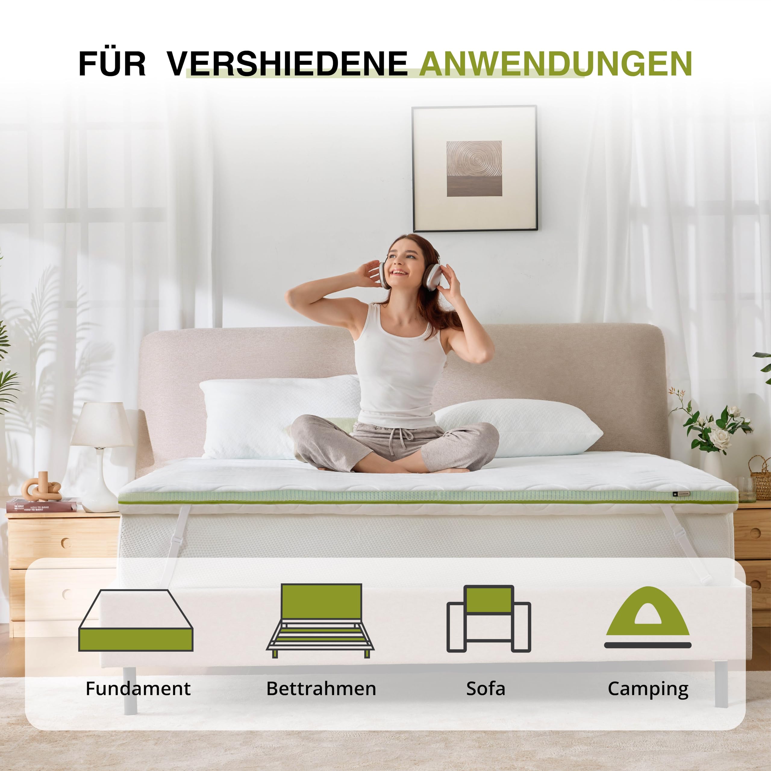 EGOHOME Gel Topper 90x200 H3/H4, Matratzentopper 90x200cm mit Gelschaum und Atmungsaktiv & Waschbar Bezug, ÖEKO-Tex Zertifiziert, 7cm Höhe für Matratzen Boxspringbett Schlafsofa Bett