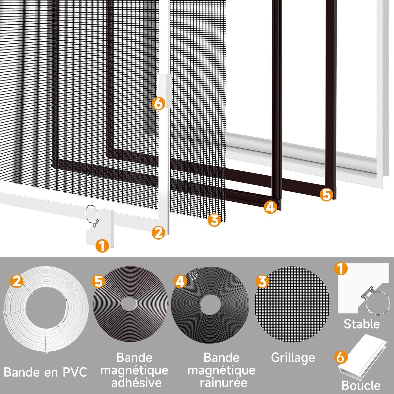 Moustiquaire Magnétique Fenêtre 130 x 150 cm Fibre de Verre | Cadre magnétique robuste, fixation stable, fibre de verre résistante, protection contre les insectes