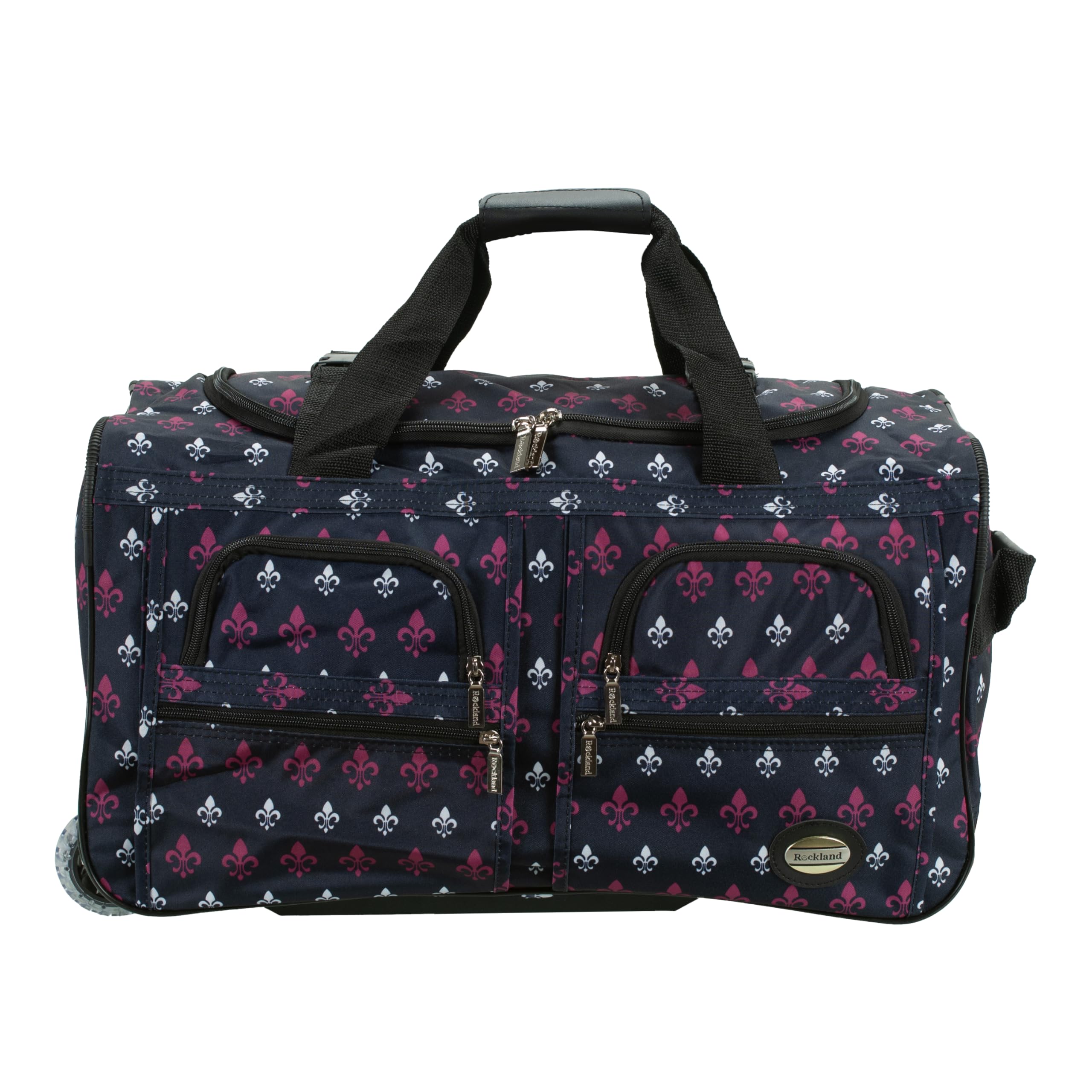 Rockland Sac de Sport à Roulette, Reisetasche mit Rollen, Gris Clair, Bordeaux, 55,9 cm (22