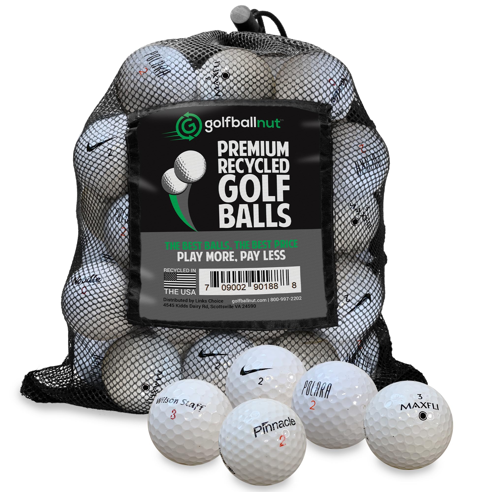 GolfBall Nut - 48 Used Golf Balls – Recycled Store Line Assorted Mix for Practice & Play – Good Condition – Includes Mesh Bag – Budget-Friendly & Sustainable Golf Balls