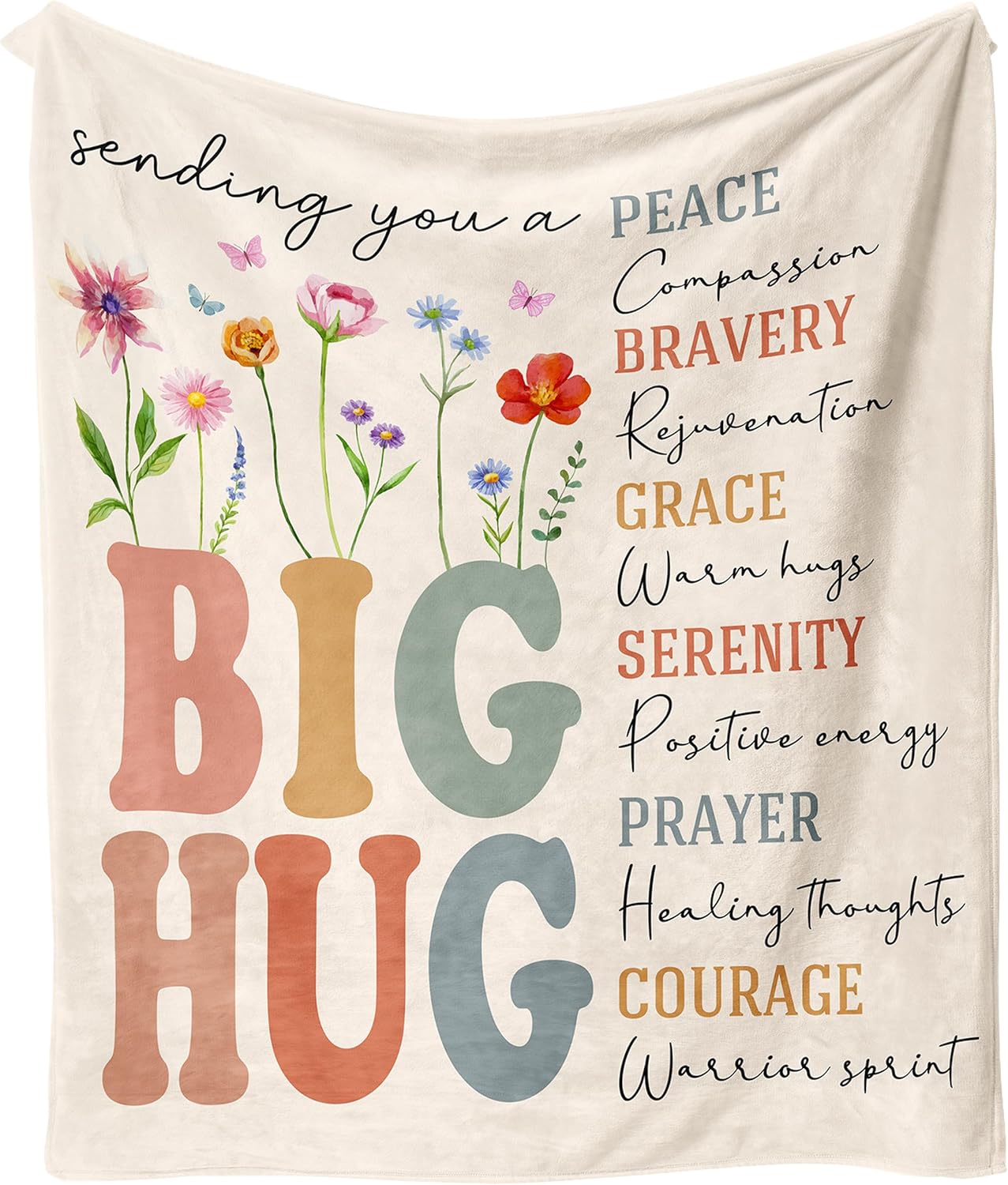 Get Well Gifts for Women, Healing Hug Blanket for Cancer Care, Inspirational/Sympathy/Bereavement Gifts for Women, After-Surgery Gifts, Soft Throw Blankets 50'' X 60''