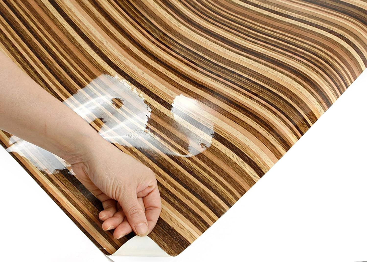 ROSEROSA Peel and Stick Glossy Stripe Faux Wood Architectural Film Self-Adhesive Wallpaper Door Wrap Counter Top Border Mirror Molding Trim EH146