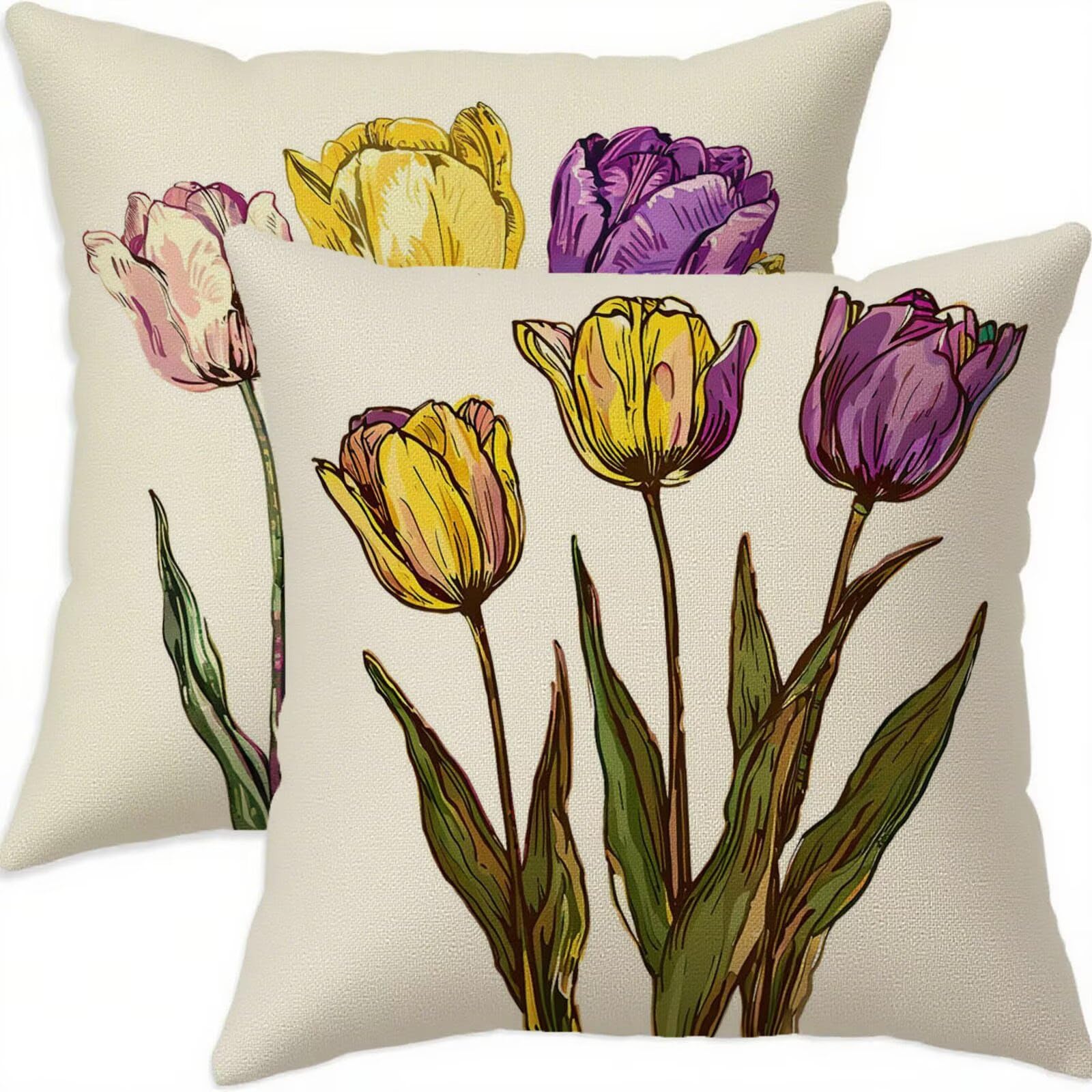 Housse coussin 80x80cm lot de 2 taies décoratives lavables pour canapé