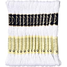 LE PAON Embroidery Floss, 14-Pack Six Strands 100% Long Staple Cotton Embroidery Thread, 8.7-Yard,Color NumberB5200,Snow White