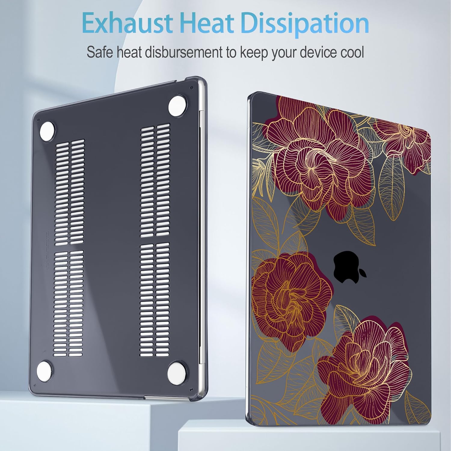 Mektron Designed for 2025/2024/2023 MacBook Air 15 INCH M4 A3241 /M3 A3114 /M2 A2941 Case, Printed Plastic Hard Shell Cover with 15.3" Liquid Retina Display Touch ID, Golden Rose - Image 3