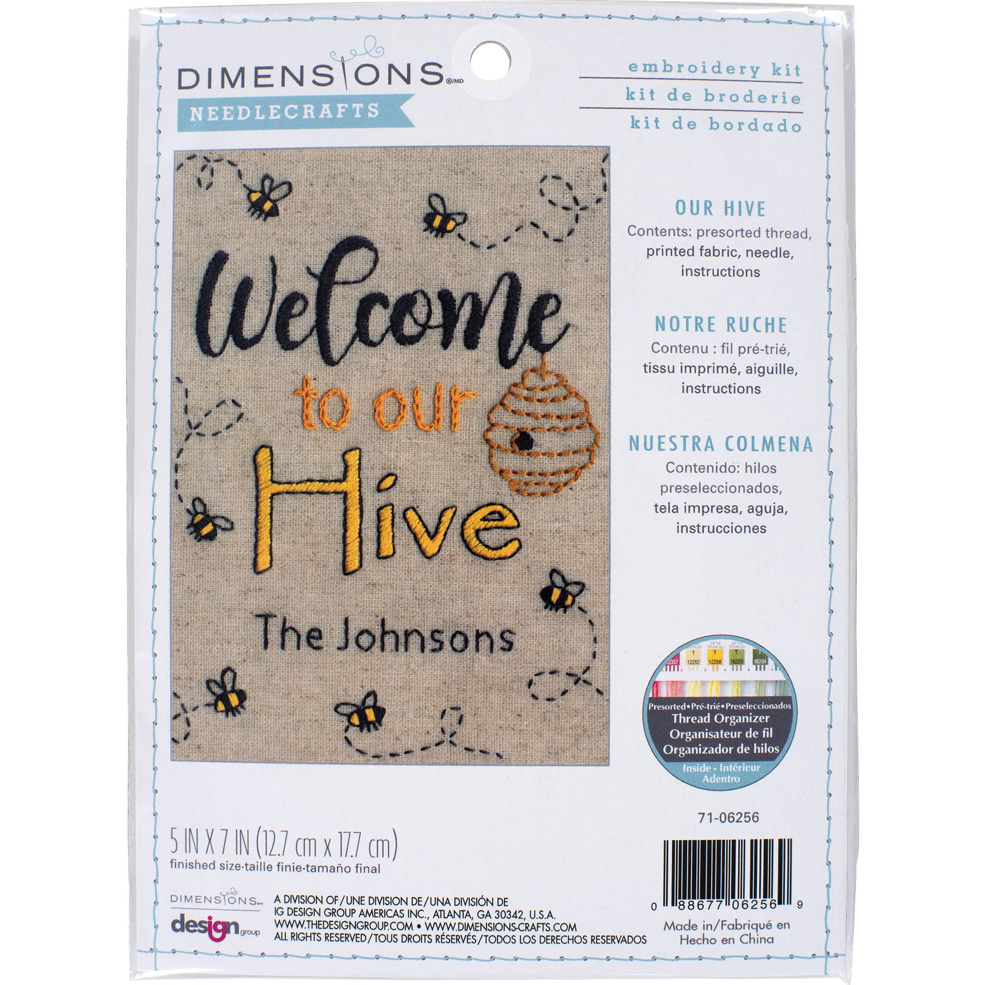 Kit Ricamo Personalizzabile Dimensions – Tema Ape Alveare, 12,7x17,8 Cm, Cotone Multicolore