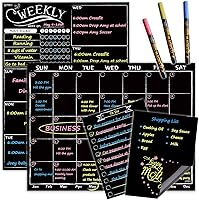 Vista 12 de Pizarra magnética para calendario mensual con marcadores de tiza líquidos brillantes en neón – Pizarra de planificación mensual para refrigerador