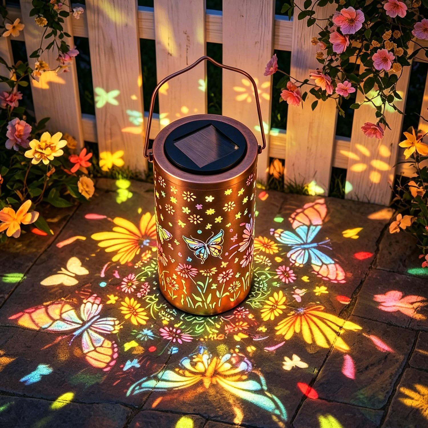 Butterfly Solar Lights Outdoor Garden, Colorful Hanging Solar Lights for Outside, Metal Garden Ornaments Outdoor for Yard, Patio, Backyard, Porch for Women Mom Grandma Gift (Butterfly)