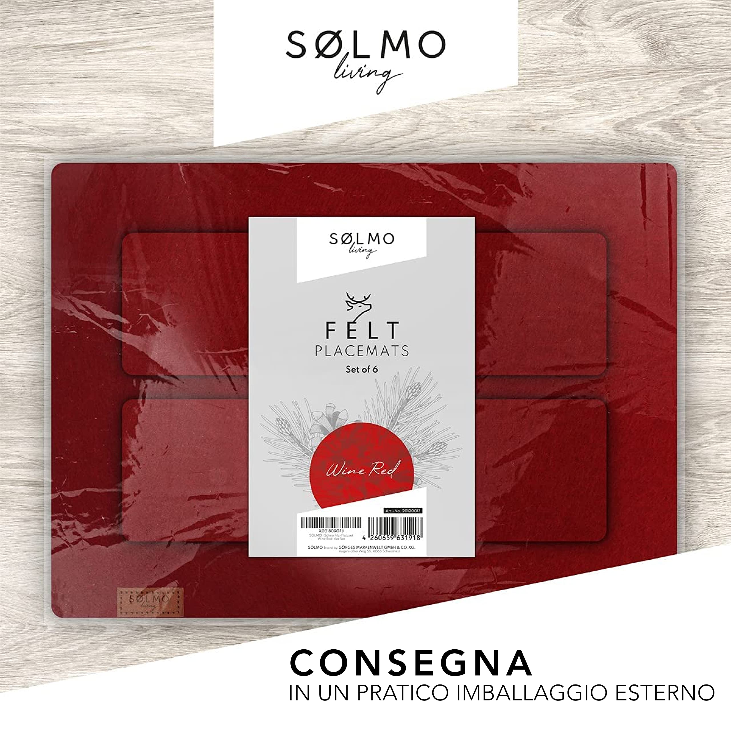 Set di 8 tovagliette in feltro di alta qualità, rotonde, con sottovaso