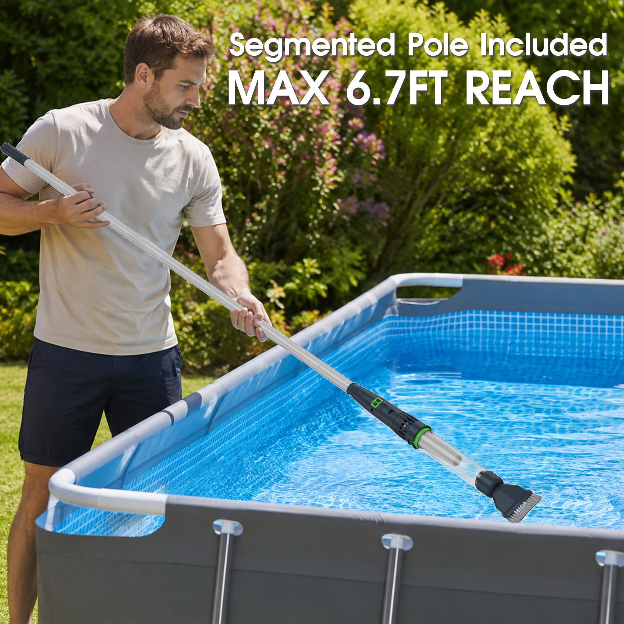 Aspirateur rechargeable pour piscine et spa – Double mode et système d'entraînement magnétique, filtres à mailles ultra fines de 25 µm pour jacuzzi, petites piscines hors sol – 70 minutes