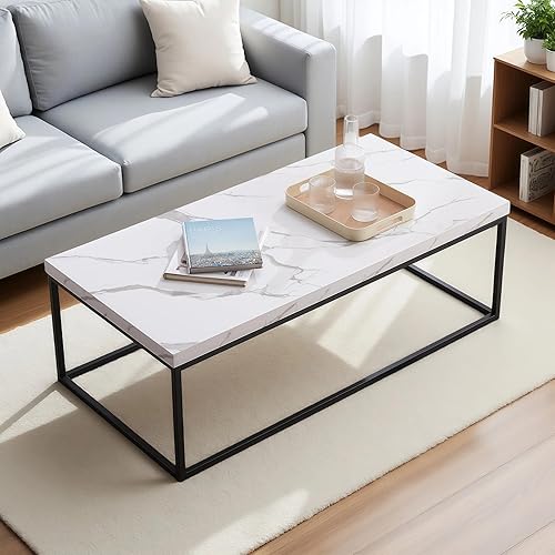 Miniatura 10 de CENSI Mesa auxiliar de roble natural de 47 pulgadas para sala de estar, moderna mesa central rectangular industrial de madera y metal con mesa extra