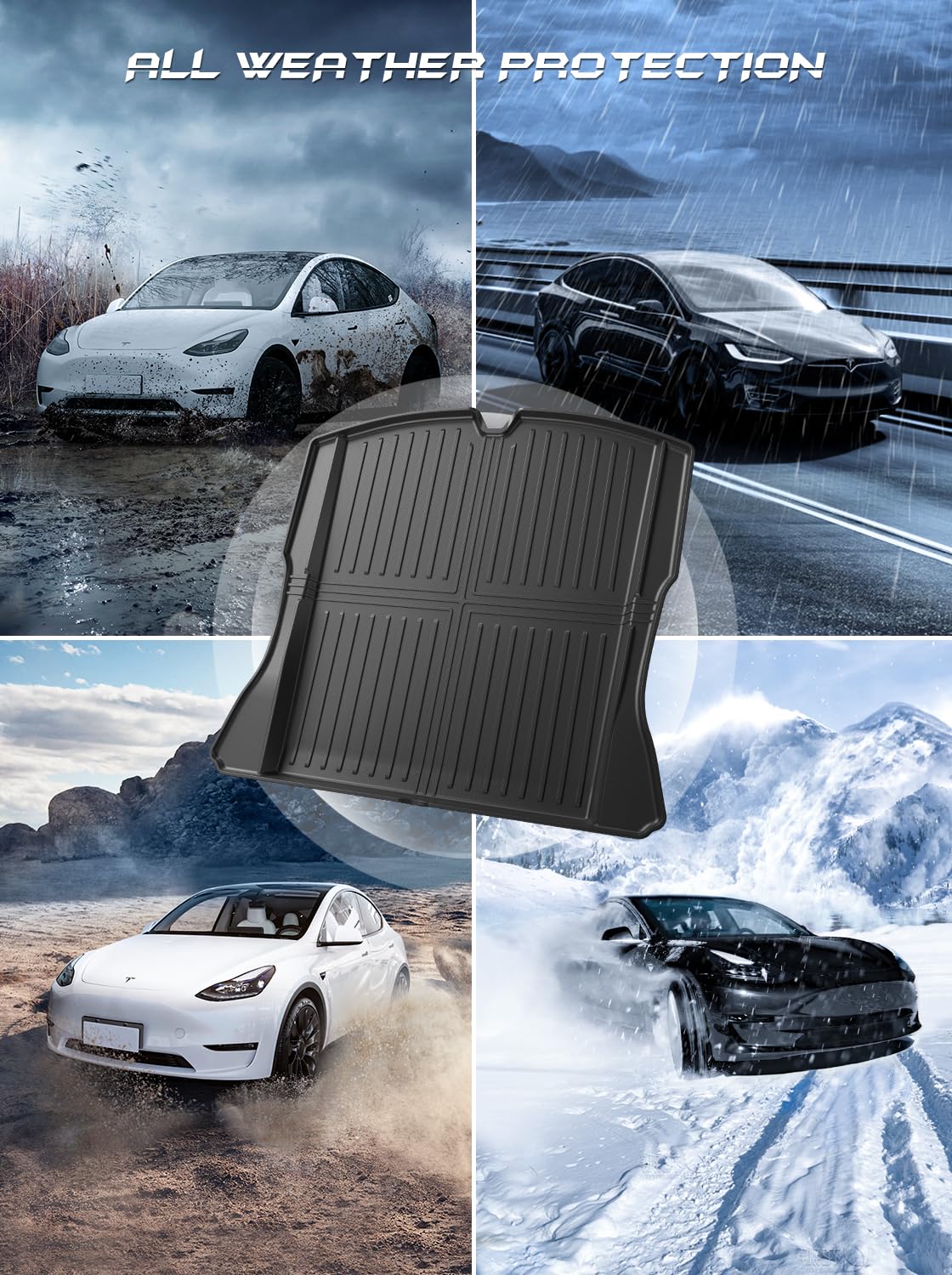 Mata do bagażnika, wykonana z materiału TPE, odporna na ścieranie i zabrudzenia, antypoślizgowa i wodoodporna, nadaje się do Tesla Model 3 2024 2025/Tesla Model 3 Highland (czarna)