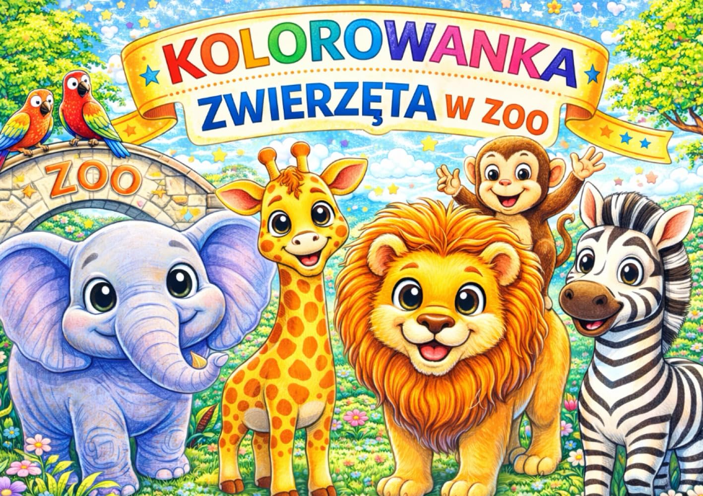 Kolorowanka zwierzęta w zoo: Kolorowanka dla dzieci i młodzieży